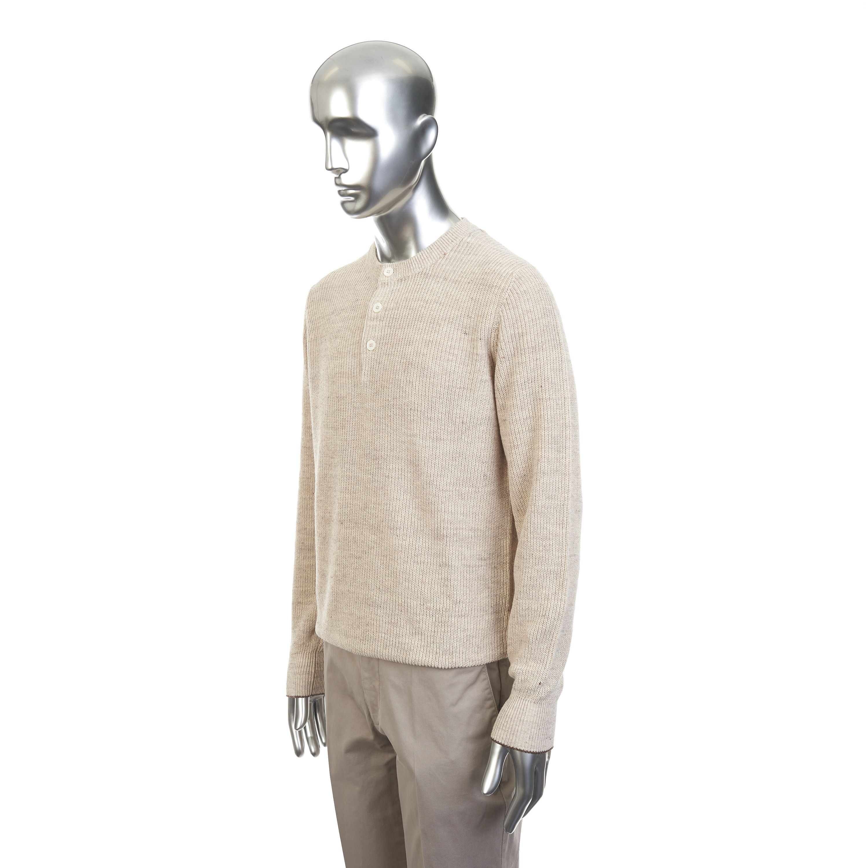 Brunello Cucinelli Half English Rib Knit Sweater With Henley Collar Size US M / EU 48-50 / 2 - 2 Thumbnail