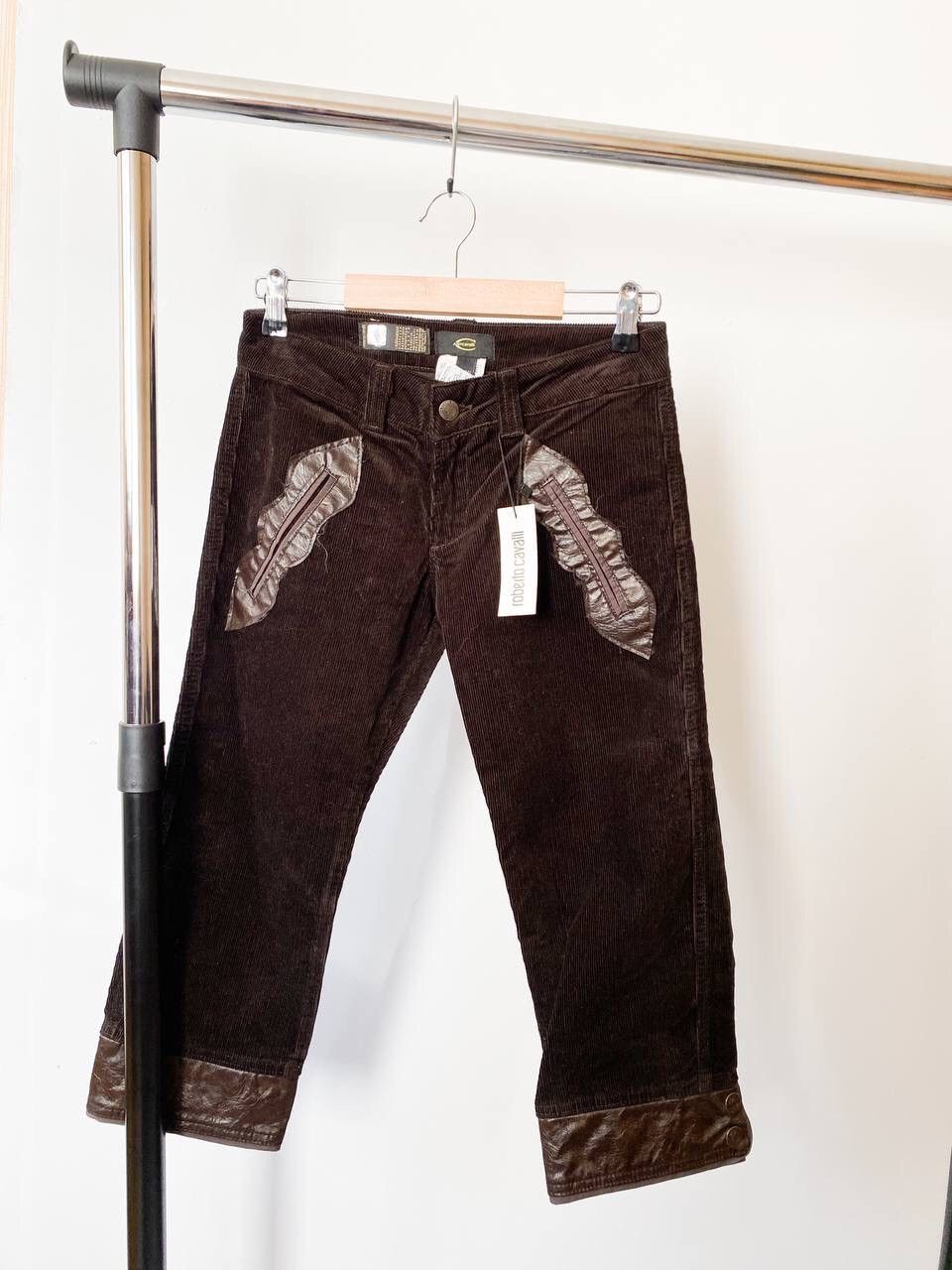 Just Cavalli Just Cavalli Vintage Leather/Corduroy Cropped Pants Y2K Size 26" / US 2 / IT 38 - 1 Thumbnail