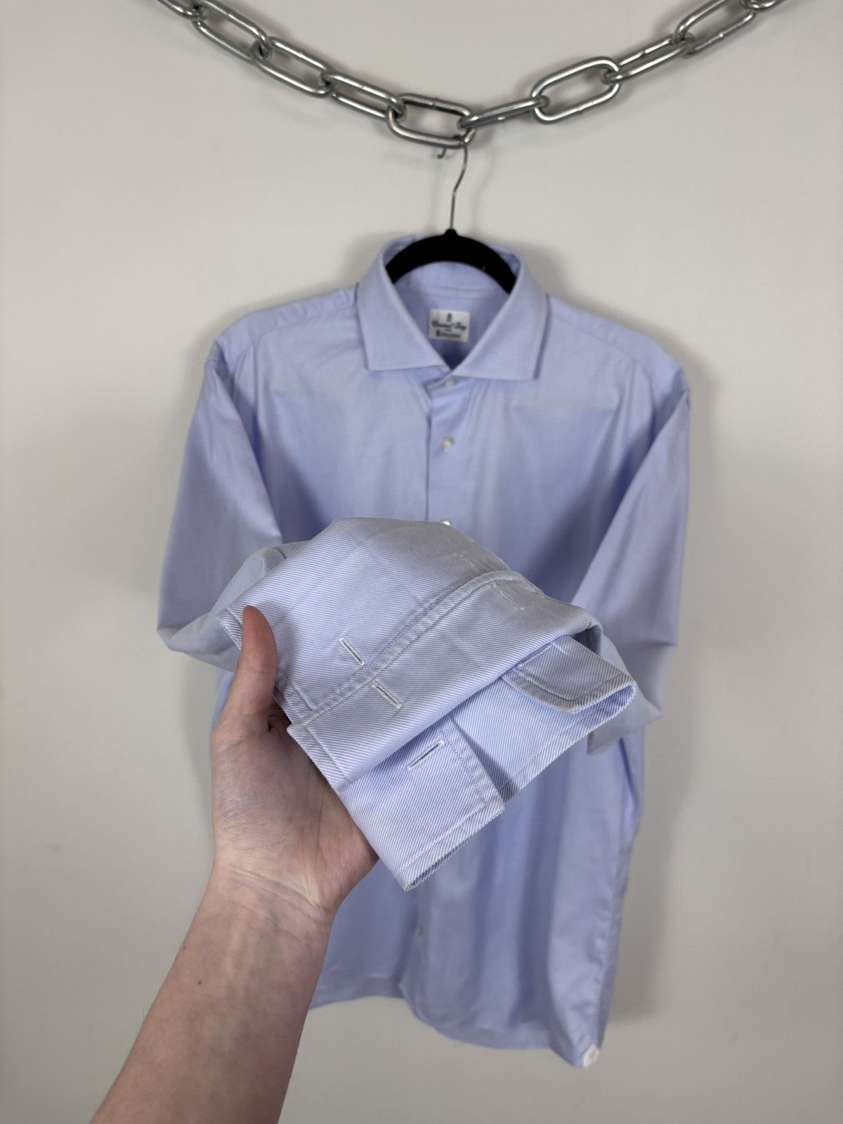 Other Emanuel Berg Men’s Blue Pinstripe Button Up Dress Shirt Size US XL / EU 56 / 4 - 10 Thumbnail