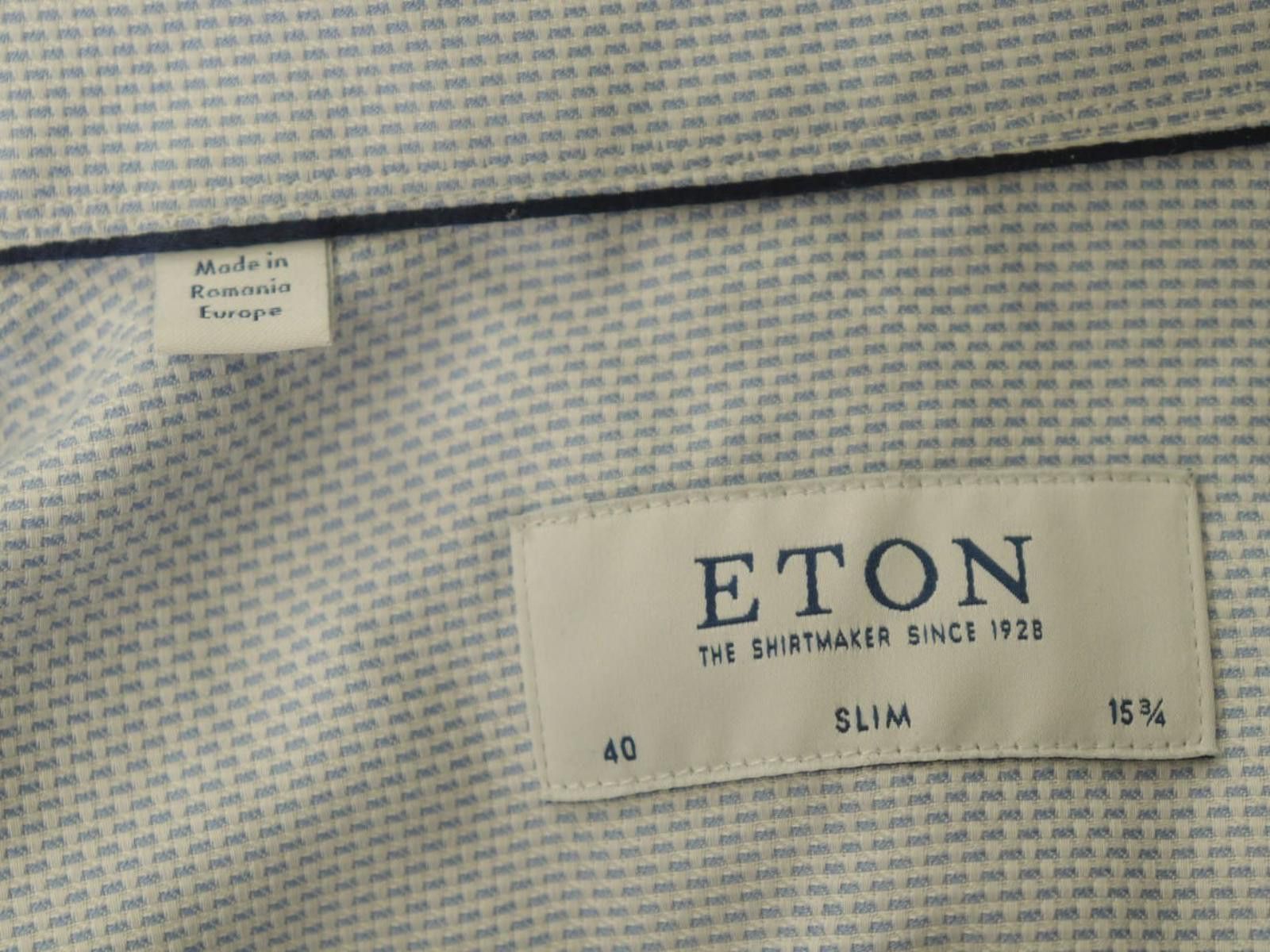 Eton Eton Blue 100% Cotton Collared Dress Shirt Size 40 Size 38R - 9 Thumbnail