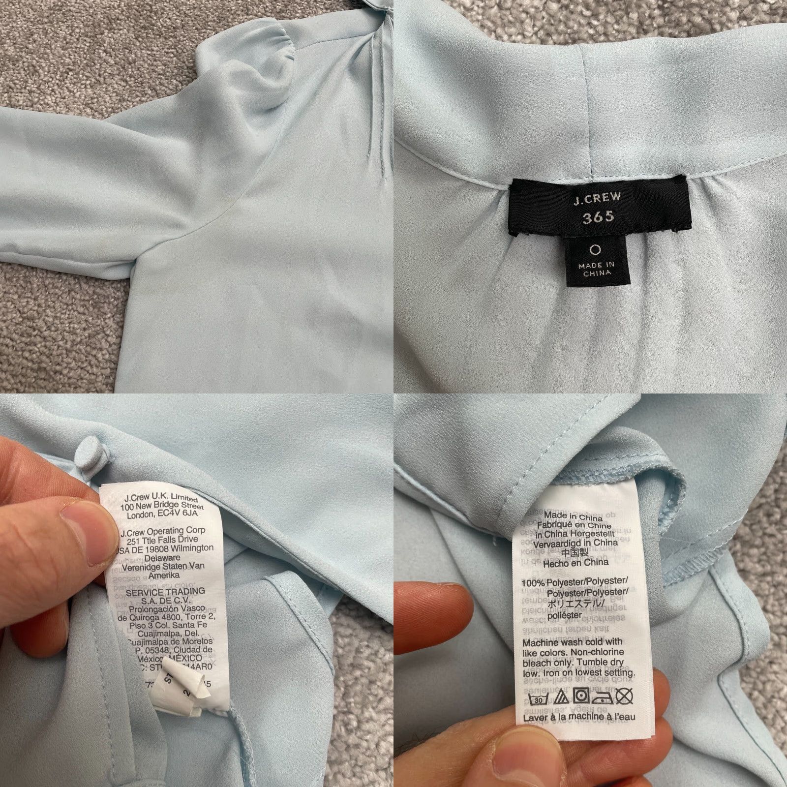 J.Crew J.Crew Blouse Womens S Light Blue Long Sleeve Chiffon Button Up Neck Tie Work Size S / US 4 / IT 40 - 8 Thumbnail