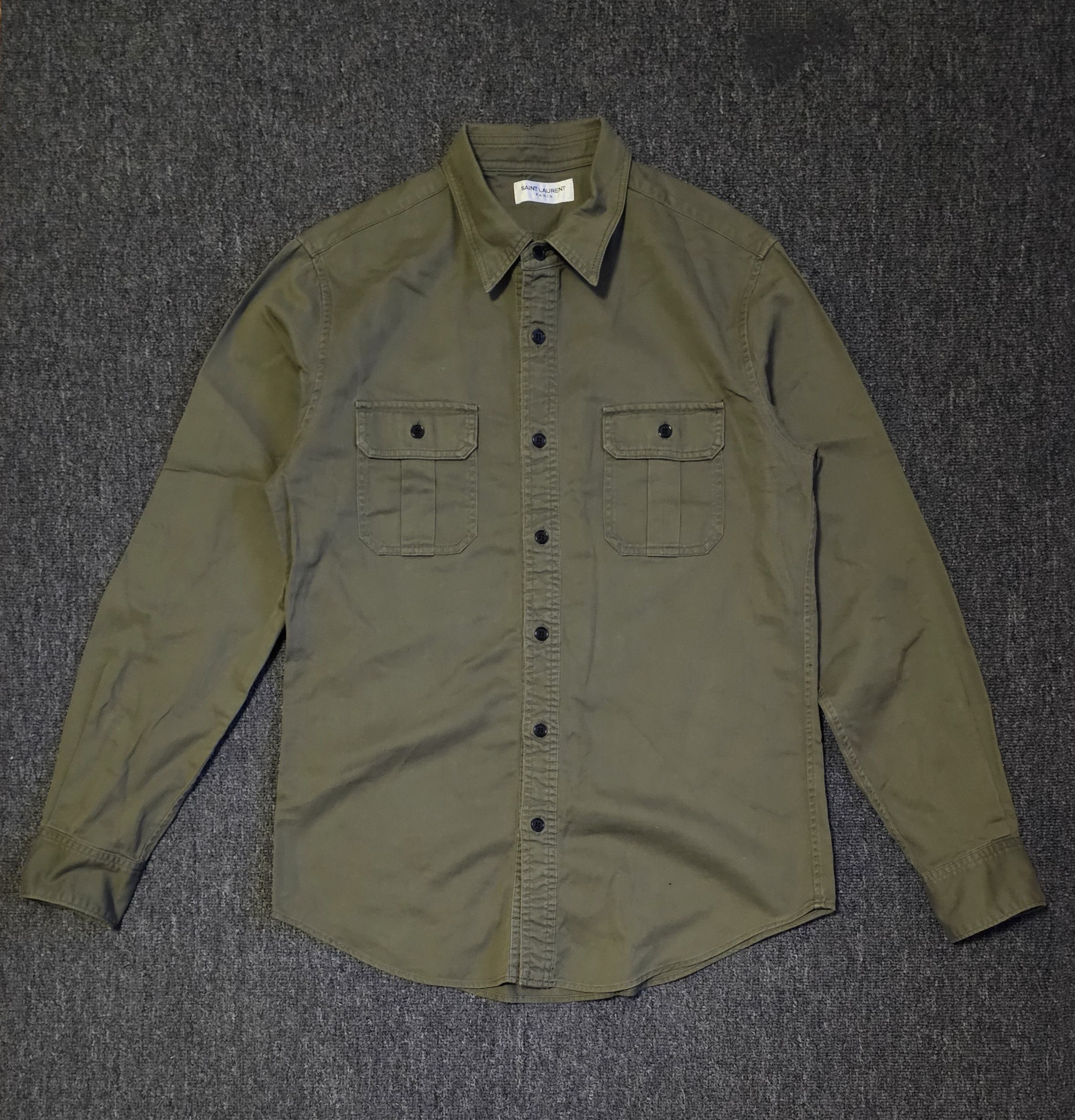 Saint Laurent Men's Army Green Shirt Size XL