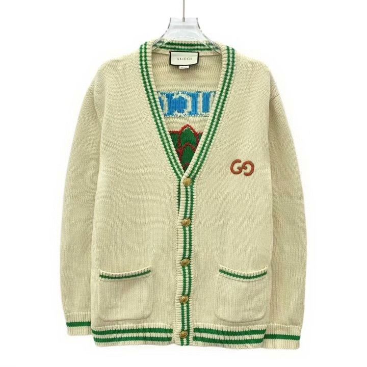 Gucci Gucci 22 Pineapple Embroidery Cotton Cardigan Size L / US 10 / IT 46 - 1 Thumbnail