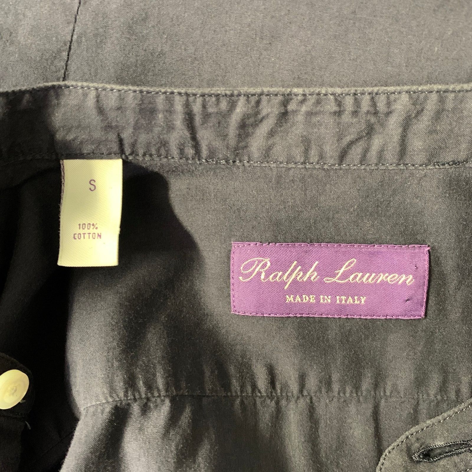 Ralph Lauren RALPH LAUREN S Navy Pleated Band Collar Long Sleeve Shirt Size 34S - 6 Thumbnail