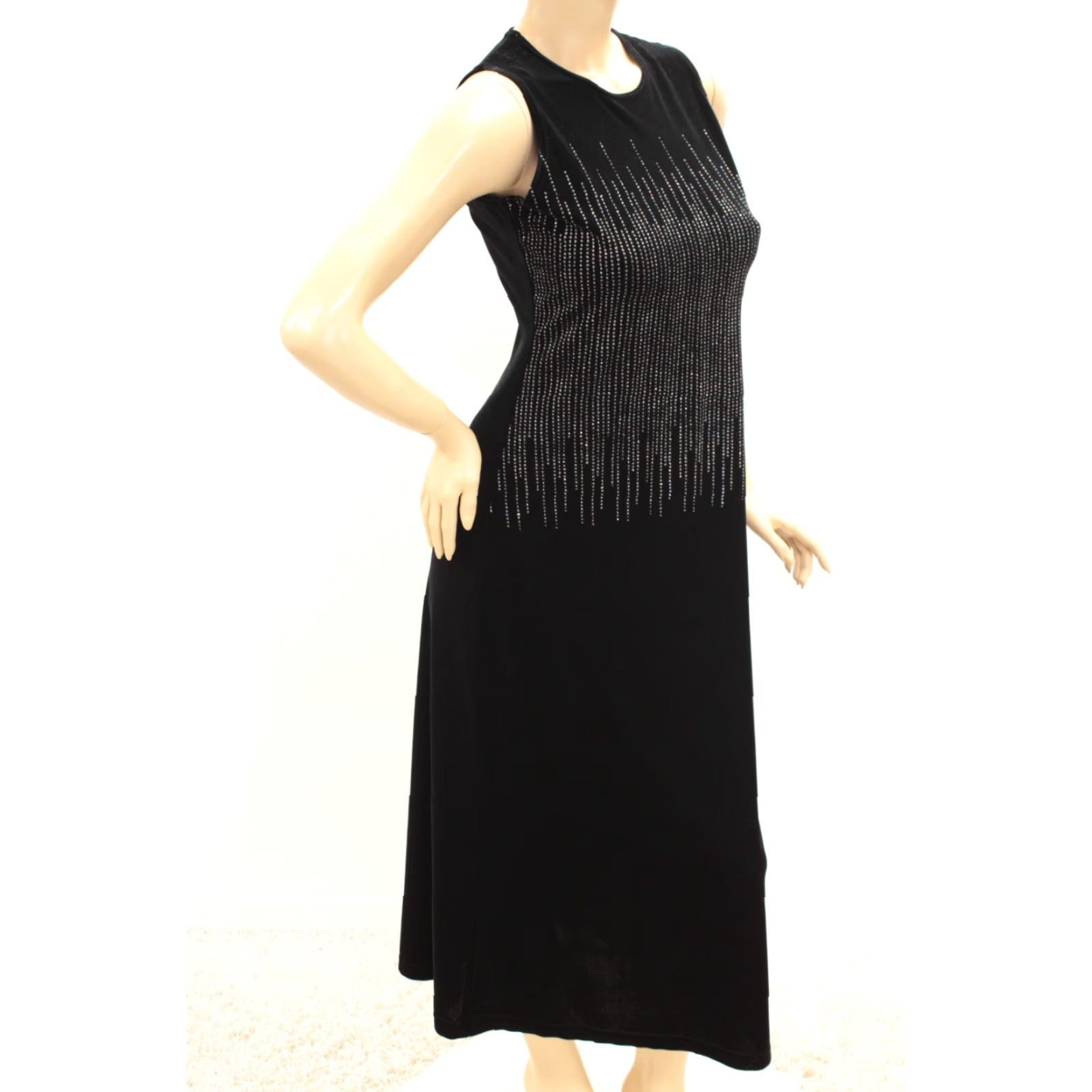 Velvet VINTAGE Ronni Nicole Velvet Maxi Dress Women's 8P Black Sequined Sexy Sparkle Bodycon Size M / US 6-8 / IT 42-44 - 3 Thumbnail