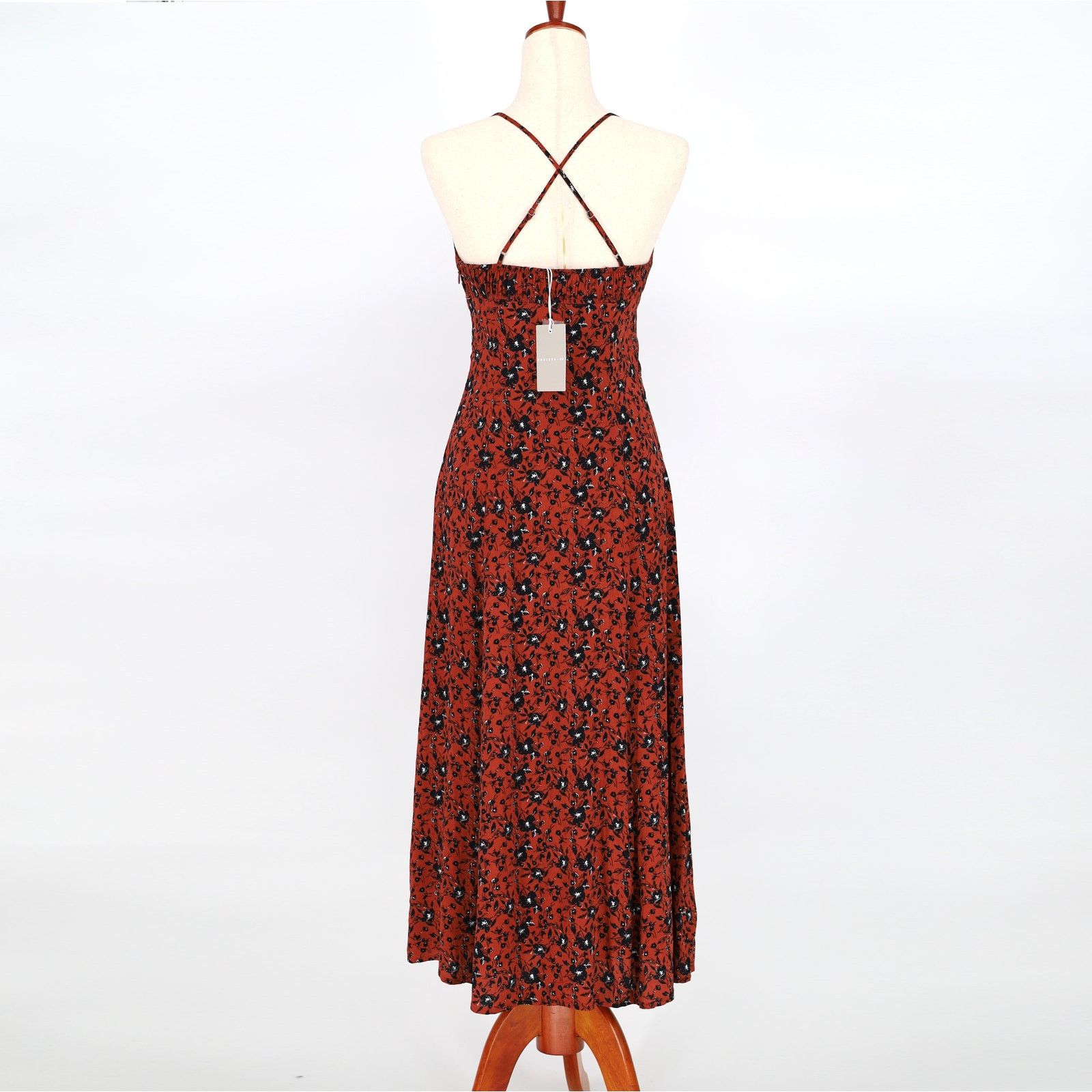 The Unbranded Brand Chelsea28 Women Brown Floral Cami Button Midi Dress Size XS Size XS / US 0-2 / IT 36-38 - 5 Thumbnail