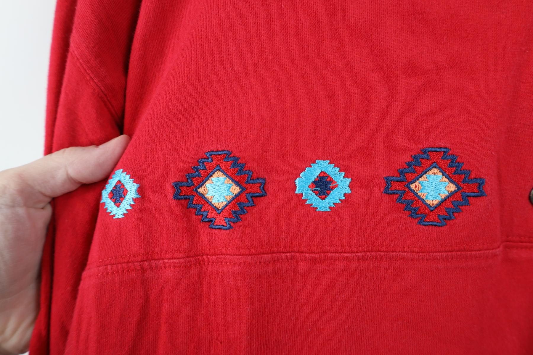 Vintage Vintage 90s Rockabilly Cowgirl Henley T-Shirt Red Cotton Size M / US 6-8 / IT 42-44 - 6 Thumbnail