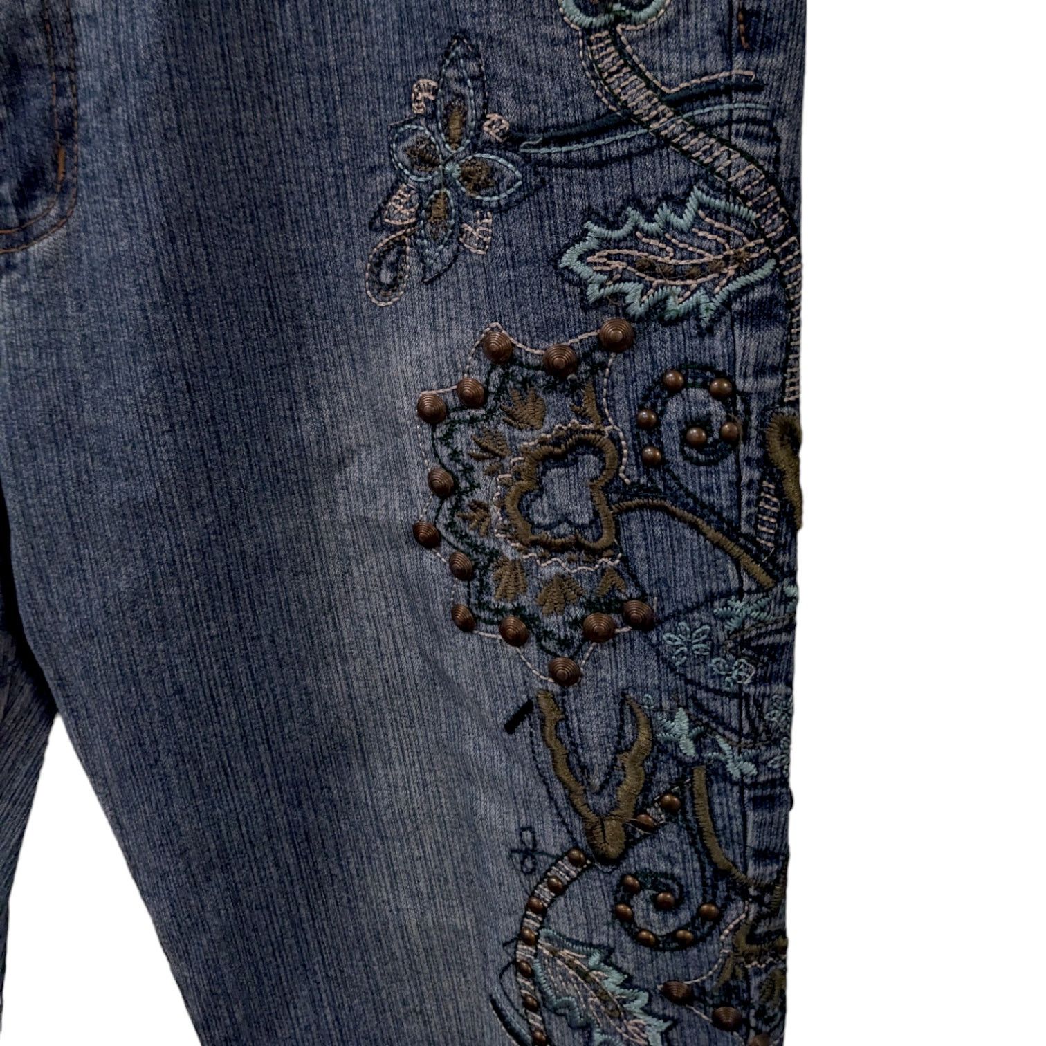 Other DANIEL Boho Embroidered Studded Boot Cut Jeans Size 15-16 Size 38" / US 16 / IT 52 - 2 Thumbnail