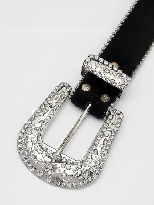 VIBE Dazzling Rhinestone Belt PU Leather Belt Size ONE SIZE - 2 Thumbnail