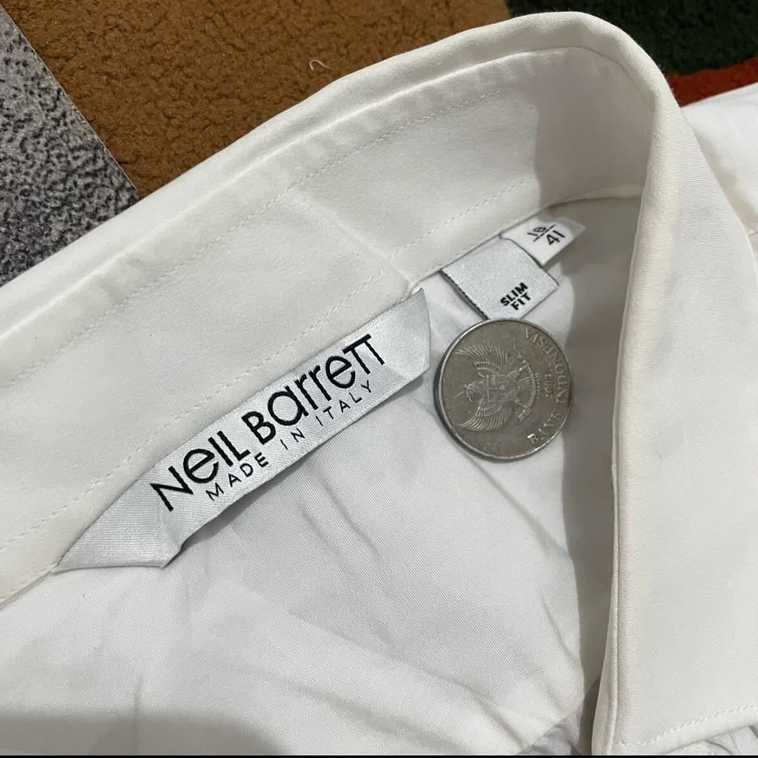 Neil Barrett Neil Barret Long Sleeve Shirt White Size US L / EU 52-54 / 3 - 3 Thumbnail
