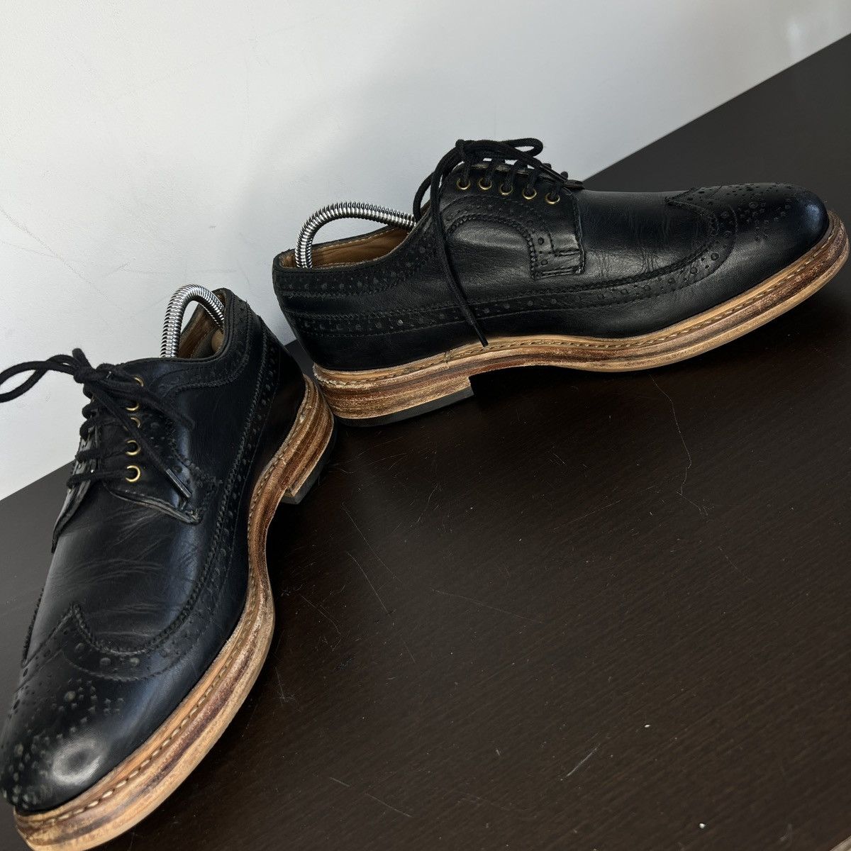 Designer JOHN WHITE BOURTON DERBY BROGUE BLACK CALF LEATHER SHOES Size US 10 / EU 43 - 5 Thumbnail