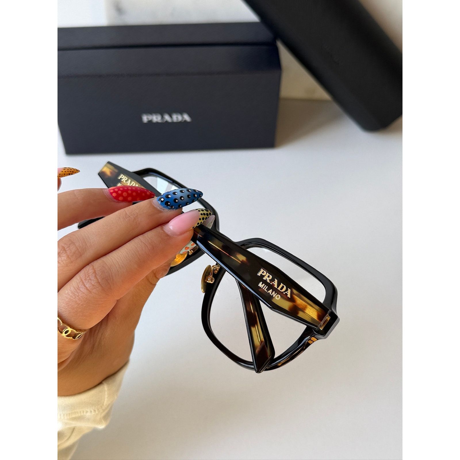 Prada NEW Prada PR B07VD Black Tortoise Eyeglasses Frames Size ONE SIZE - 8 Thumbnail