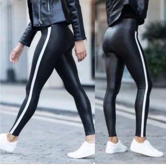 Spanx SPANX Faux Vegan Leather Side Strap Leggings Metallic XS Size 25" / US 0 / IT 36 - 4 Thumbnail
