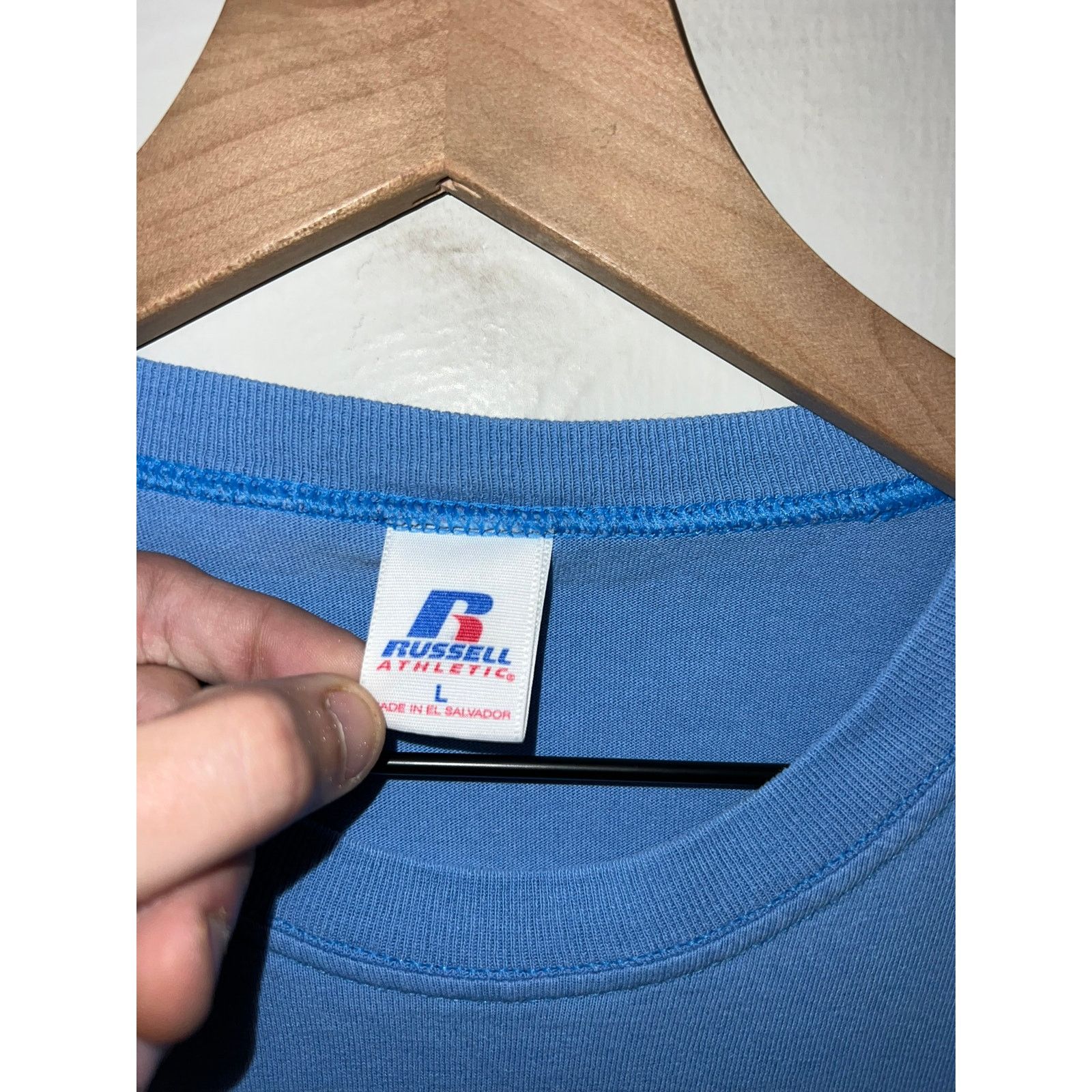 Russell Athletic Vintage Blue Long Sleeve Blank Shirt Russell Athletic 90s L Size US L / EU 52-54 / 3 - 6 Thumbnail