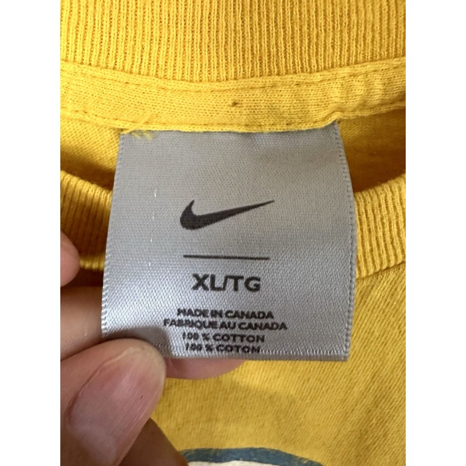 Nike VINTAGE Nike Shirt XL Yellow Center Swoosh Logo Basketball Lakers Y2K T Mens Size US L / EU 52-54 / 3 - 3 Thumbnail