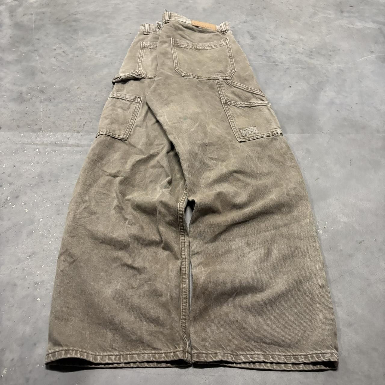 Japanese Brand × Vintage Crazy Vintage Y2K/2000s Baggy Faded Washed Khaki Streetwear Carpenter Pants! Size US 32 / EU 48 - 4 Thumbnail