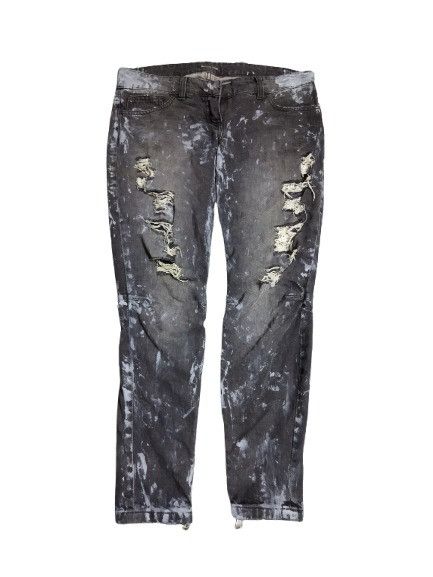 Balmain Balmain Paris Biker Distressed Black Faded Sequins Jeans Size 33" - 1 Thumbnail