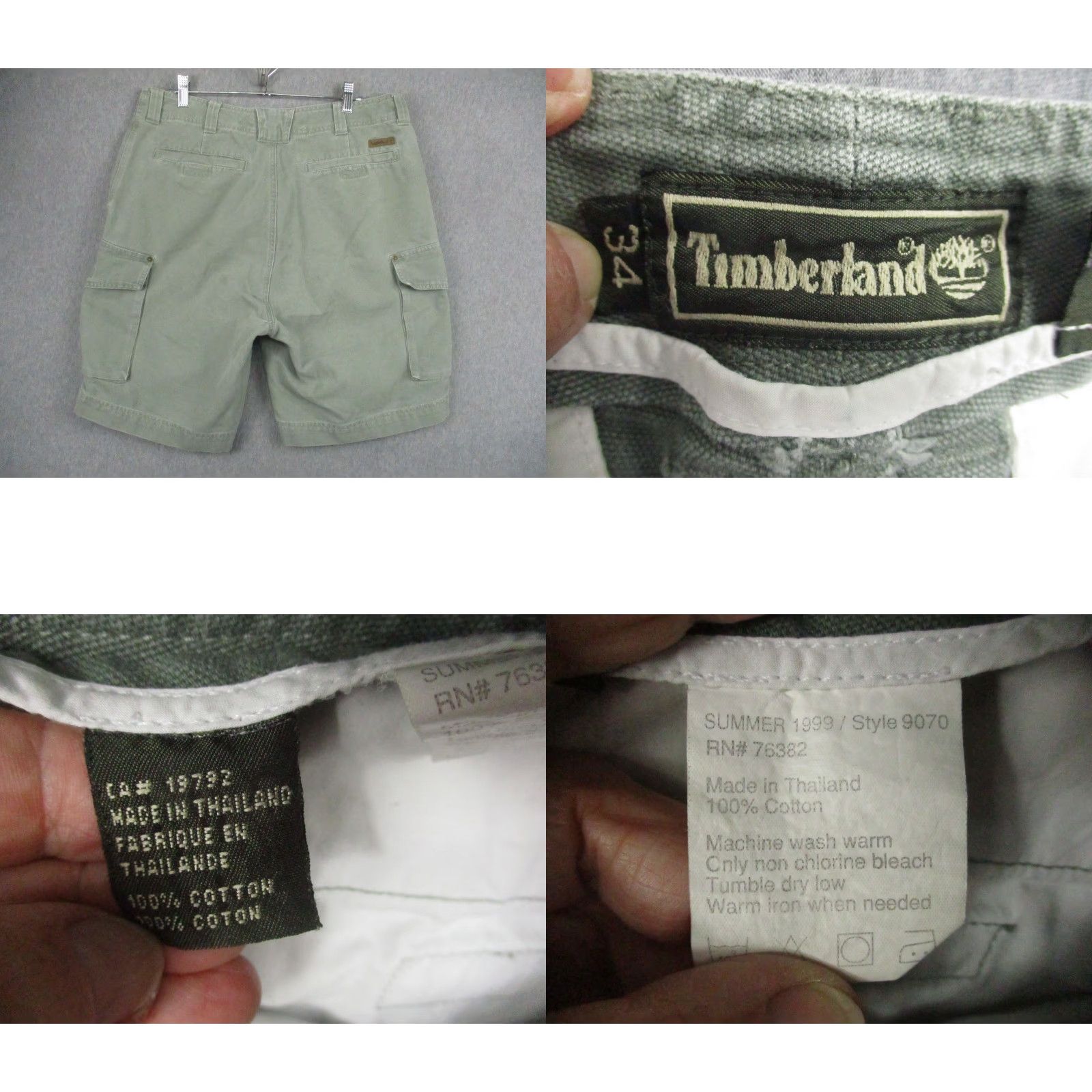 Timberland VINTAGE Timberland Cargo Shorts Mens 34 Outdoor Utility Workwear Summer Olive Green 1999 Mens Size US 34 / EU 50 - 8 Thumbnail