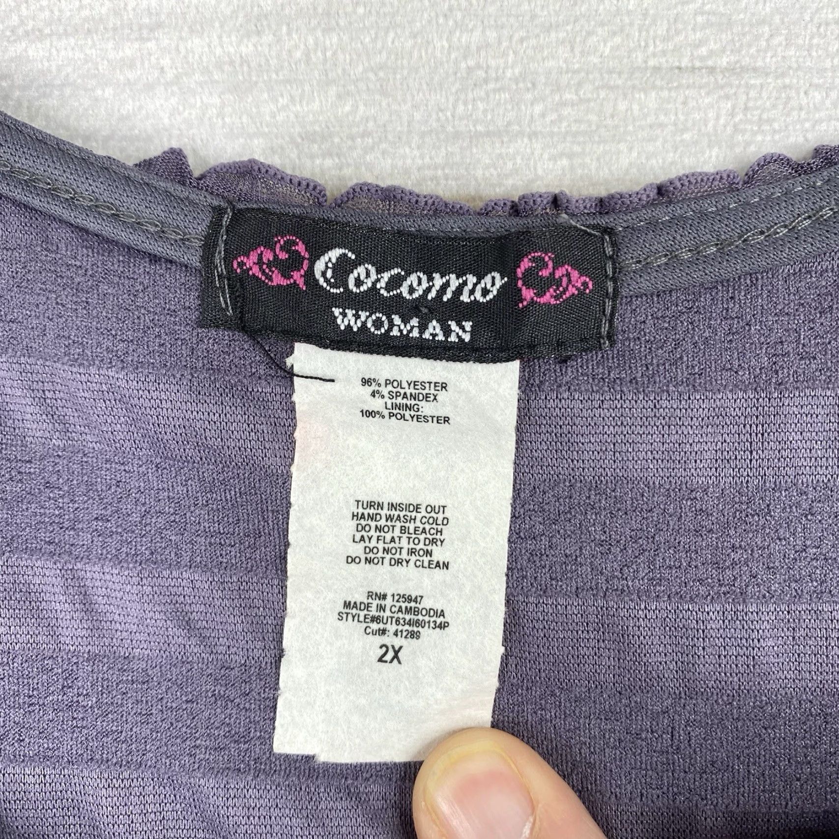 Vintage Cocomo Womens Top 2X Purple Y2K 90s Sequin Ruffle Vintage Whimsigoth Scoop Sleeveless Blouse Size XXL / US 16-18 / IT 52-54 - 2 Thumbnail