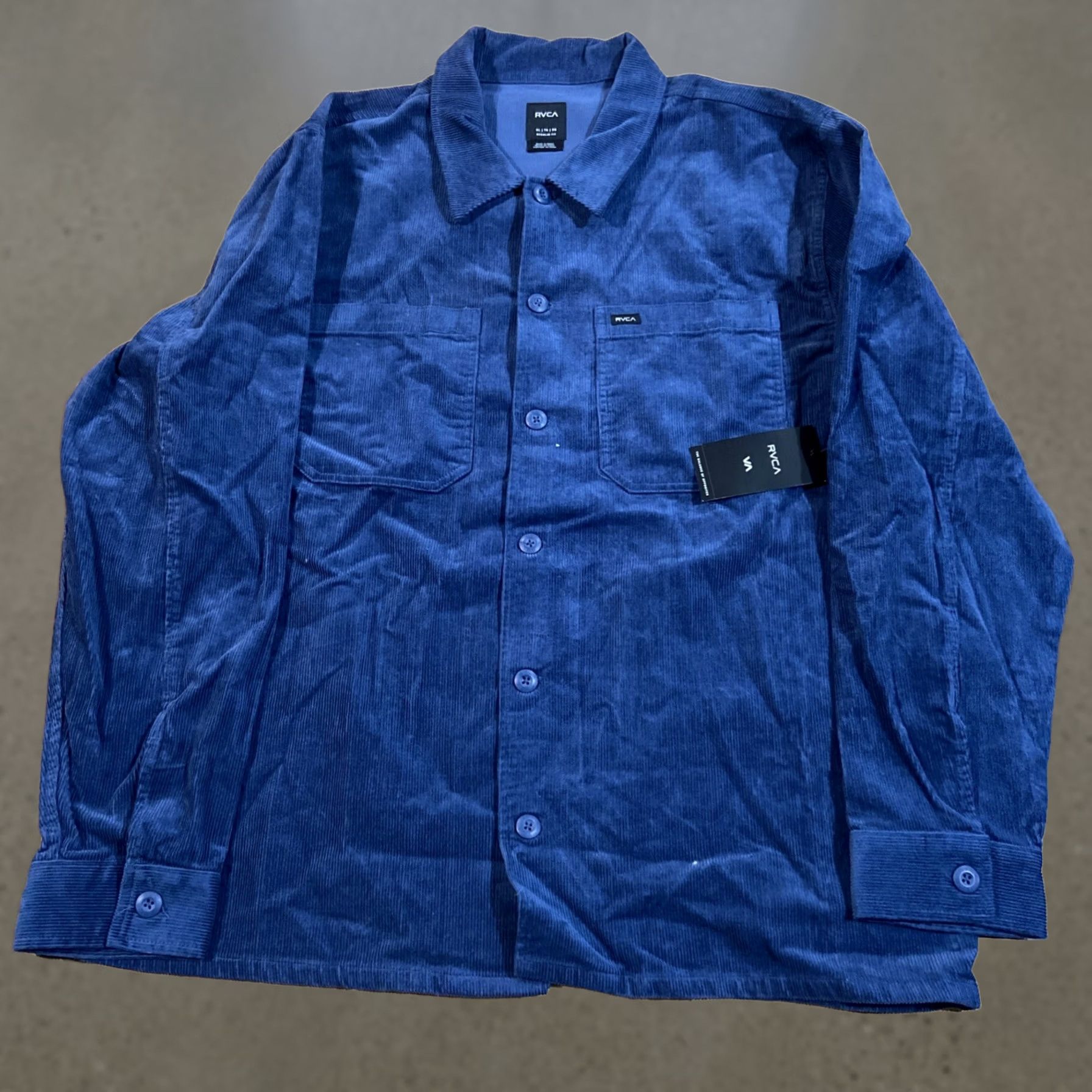 RVCA RVCA Button-Up Long Sleeve Corduroy Shirt XL Duck Blue Men Regular 100 Cotton Pockets Logo Size US XL / EU 56 / 4 - 1 Thumbnail
