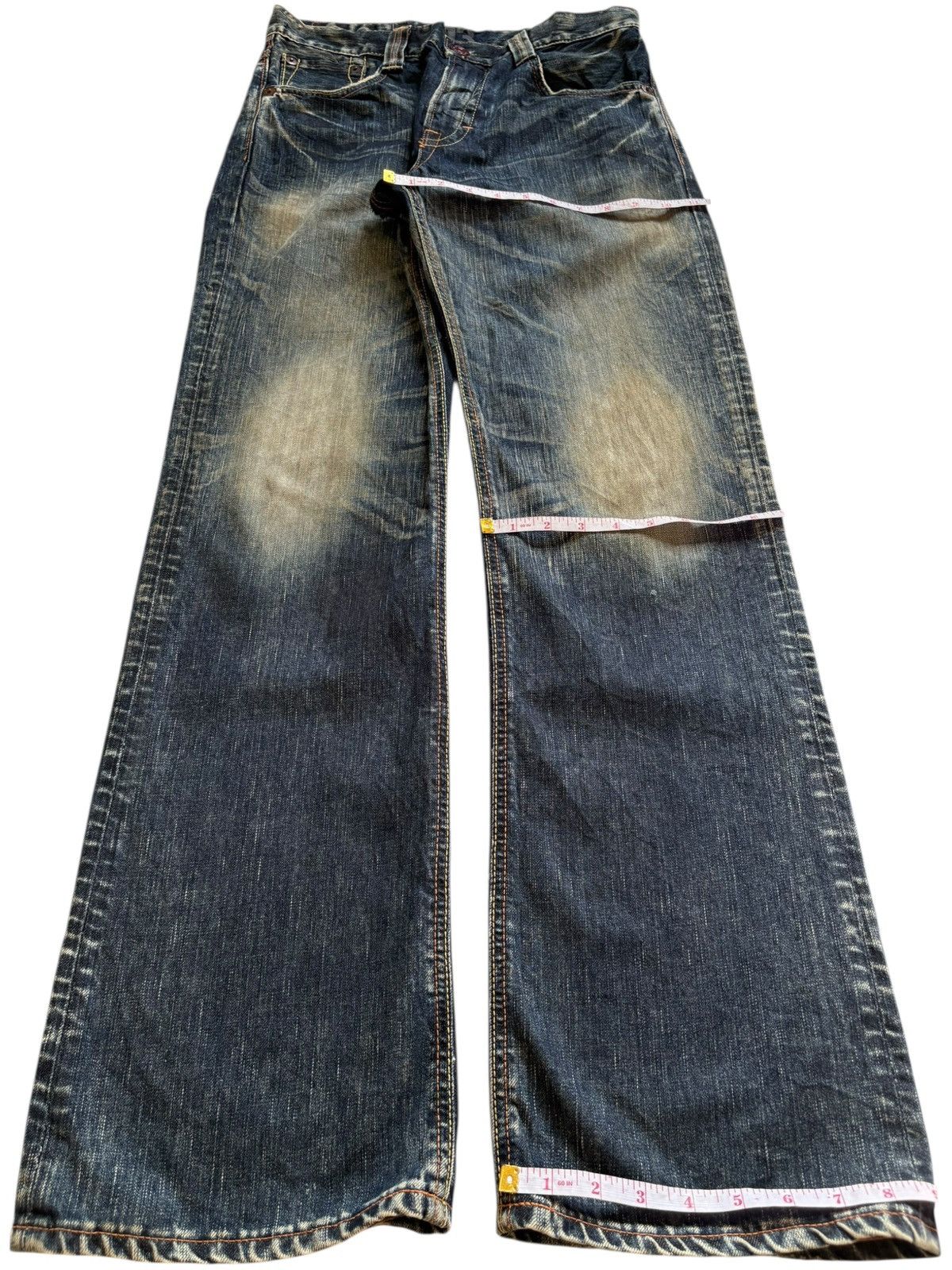 Edwin Vintage Edwin Blue Trip Mud Wash Distress Flare Jeans Size US 30 / EU 46 - 16 Thumbnail