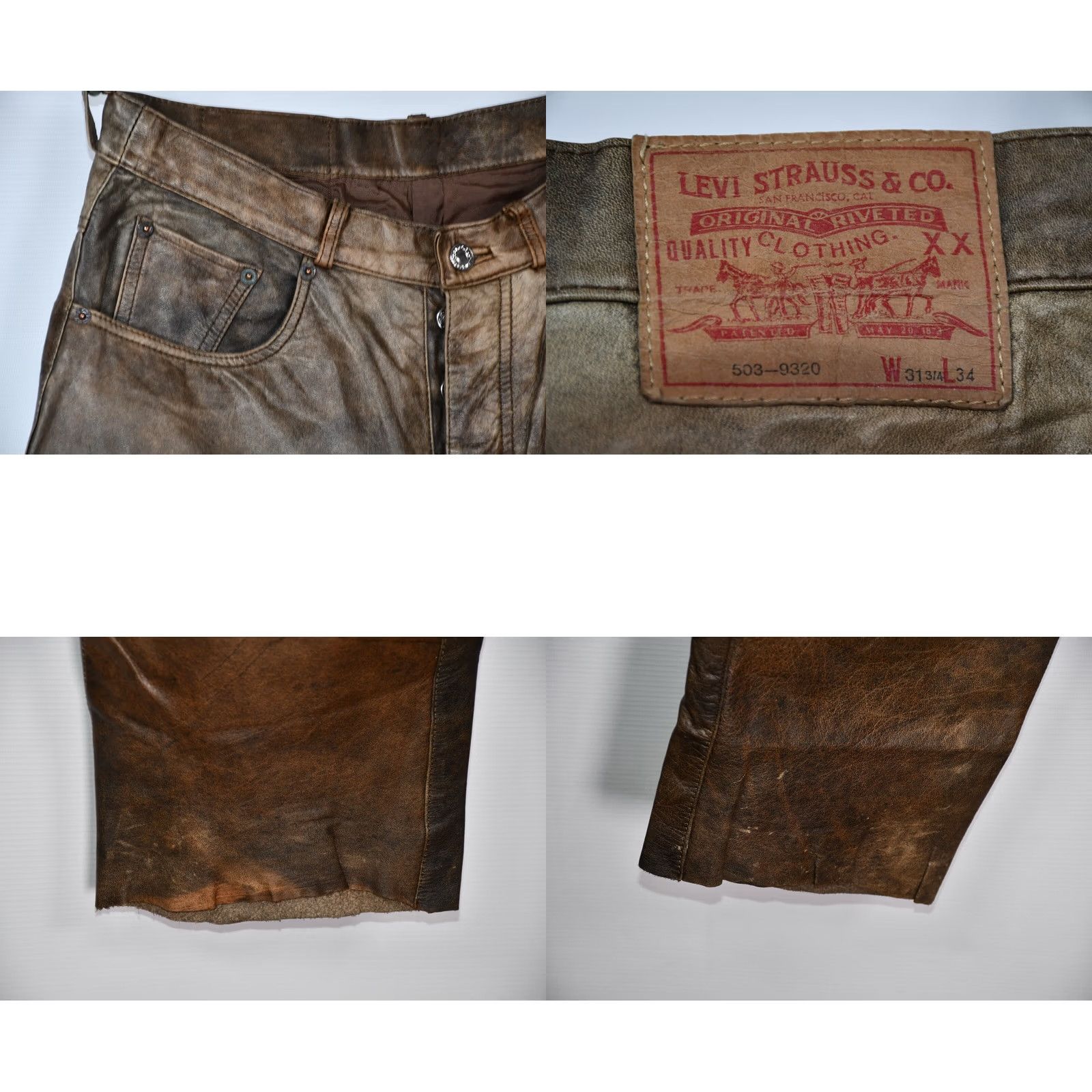 Levi's Vintage Levi’S 503-9320 Real Leather Brown Made Korea Mens Pants size W31 L34 Size US 31 - 8 Thumbnail