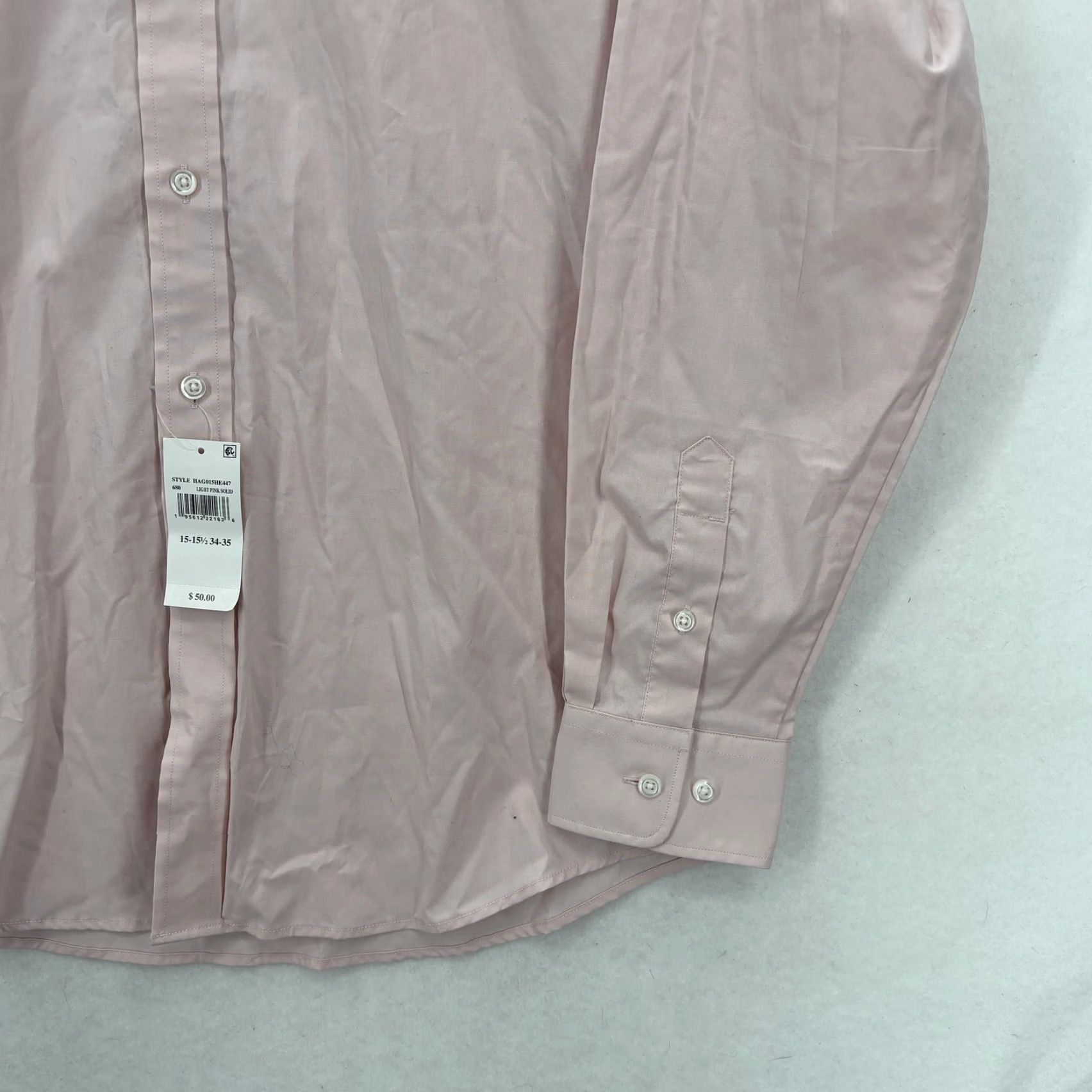 Haggar Haggar Mens Dress Shirt 15.5 34/35 Pink Classic Fit Stretch Wrinkle Resistant Cotton Spandex Long Sleeve Barrel Cuff Business Size US L / EU 52-54 / 3 - 3 Thumbnail
