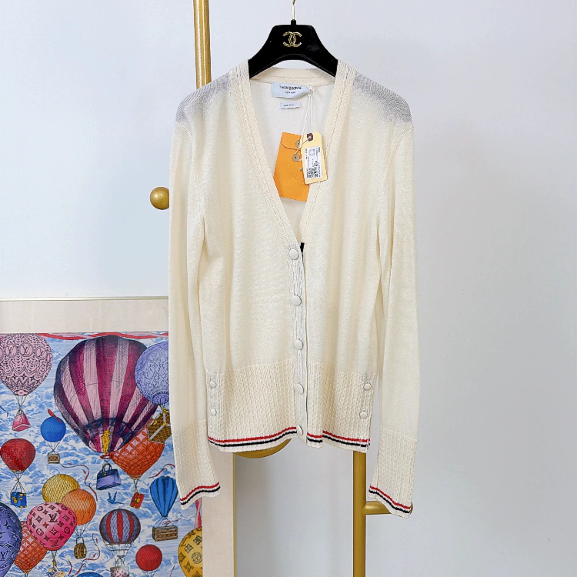 Thom Browne Thom Browne Beige Knit Cardigan 42 NWOT Size L / US 10 / IT 46 - 1 Thumbnail