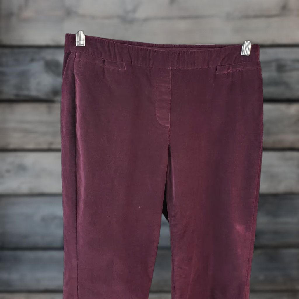 J. Jill J. Jill Womens Pull On Corduroy Pants Size 8 Burgundy Mid Rise Cotton Blend Pants Womens Size 30" / US 8 / IT 44 - 1 Thumbnail