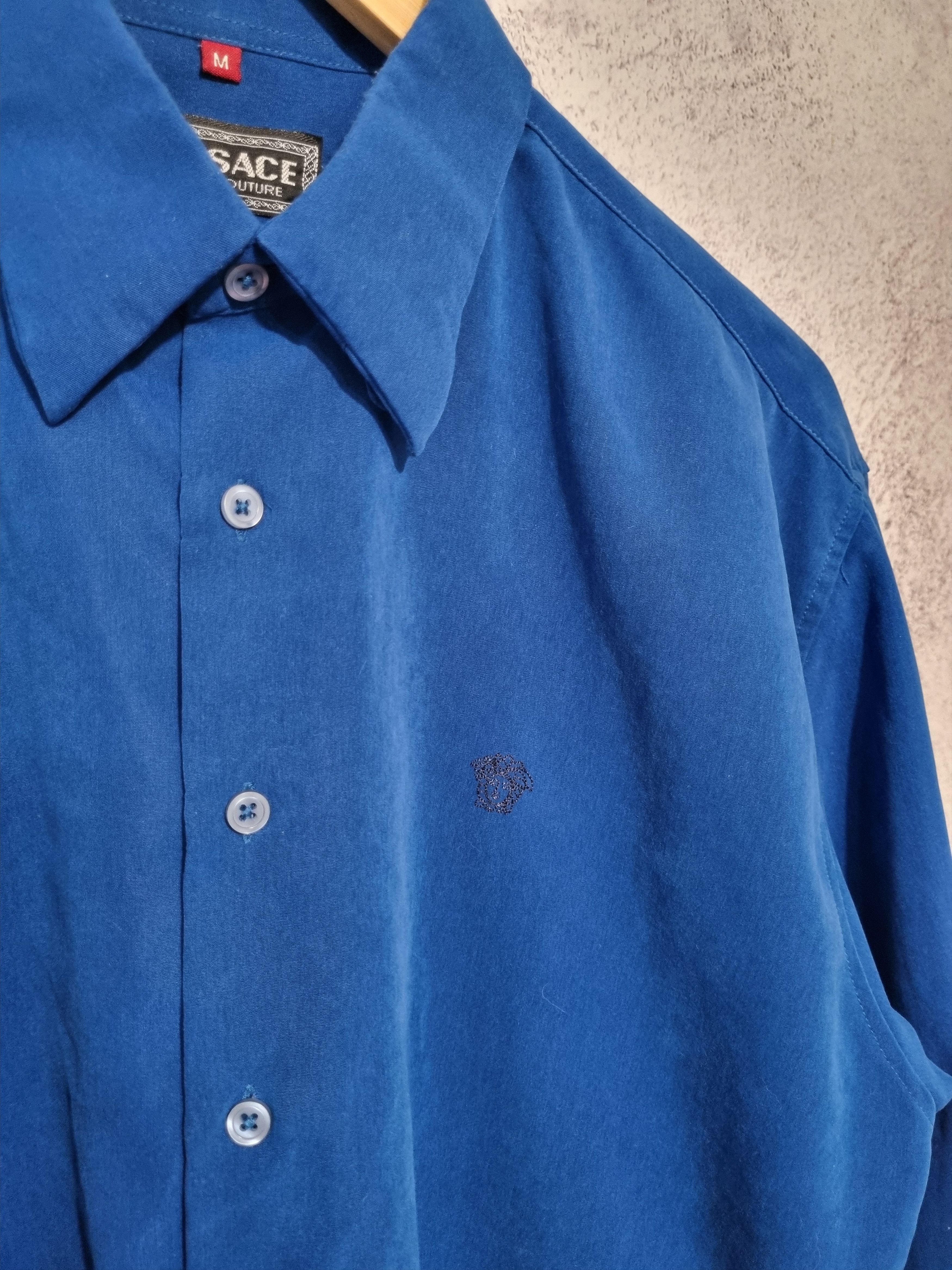 Versace Jeans Couture Versace Jeans Couture Vintage 90s Ocean Blue Button Shirt Size US M / EU 48-50 / 2 - 2 Thumbnail