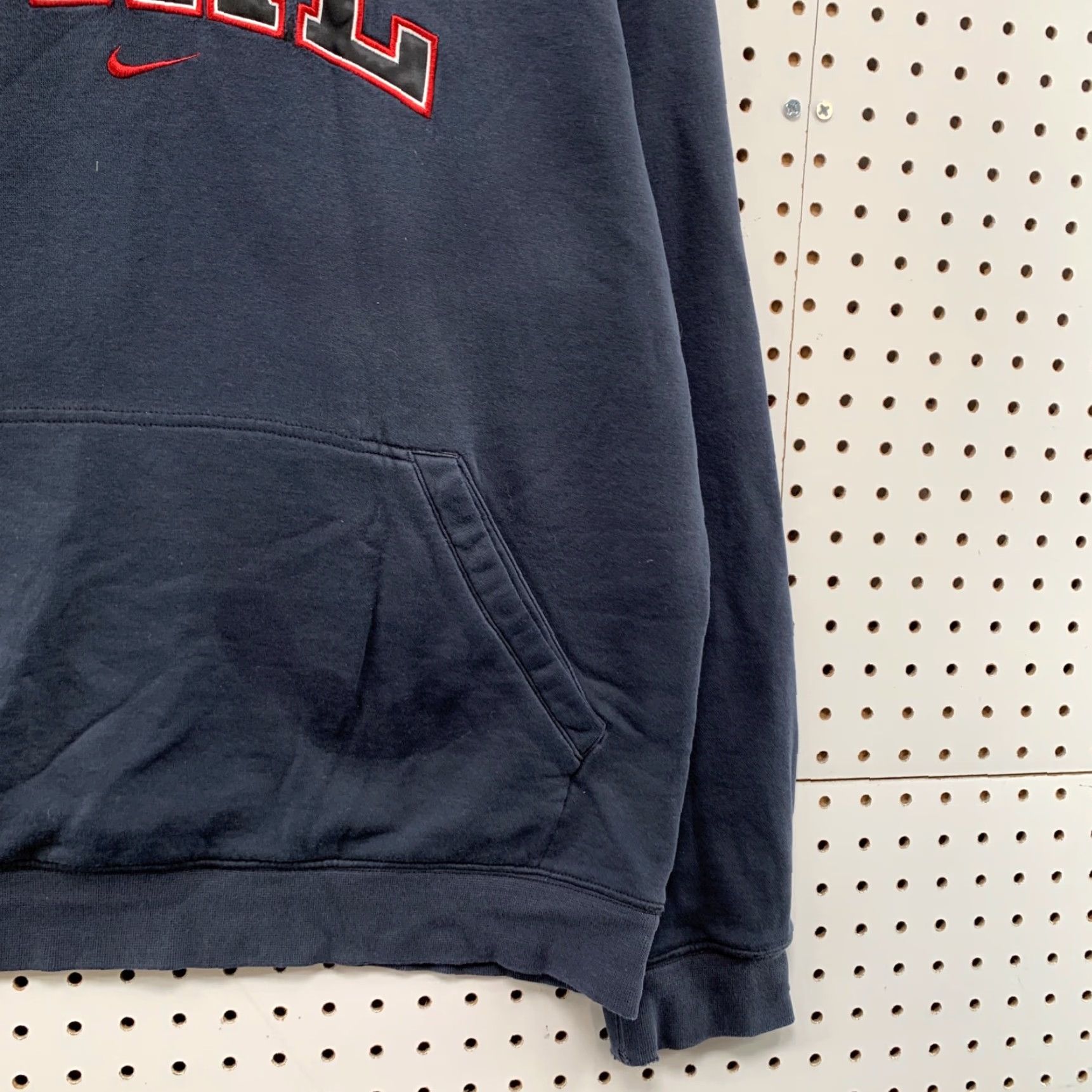 Nike VTG Nike Center Swoosh Hoodie Mens XL Blue Red Embroidered 25x27.5 Pullover Sweatshirt, Fleece, Classic Logo, 90s Style Size US XL / EU 56 / 4 - 4 Thumbnail