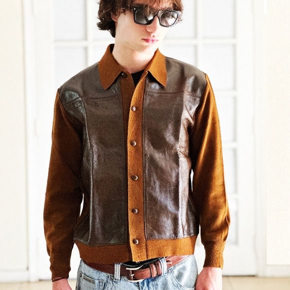 Image of Men's Vintage Italian 1970's Cardigan in Brown (Size Small)