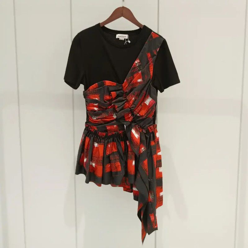 Alexander McQueen Alexander McQueen Asymmetrical Black Cotton Dress 0089 Size S / US 4 / IT 40 - 1 Thumbnail