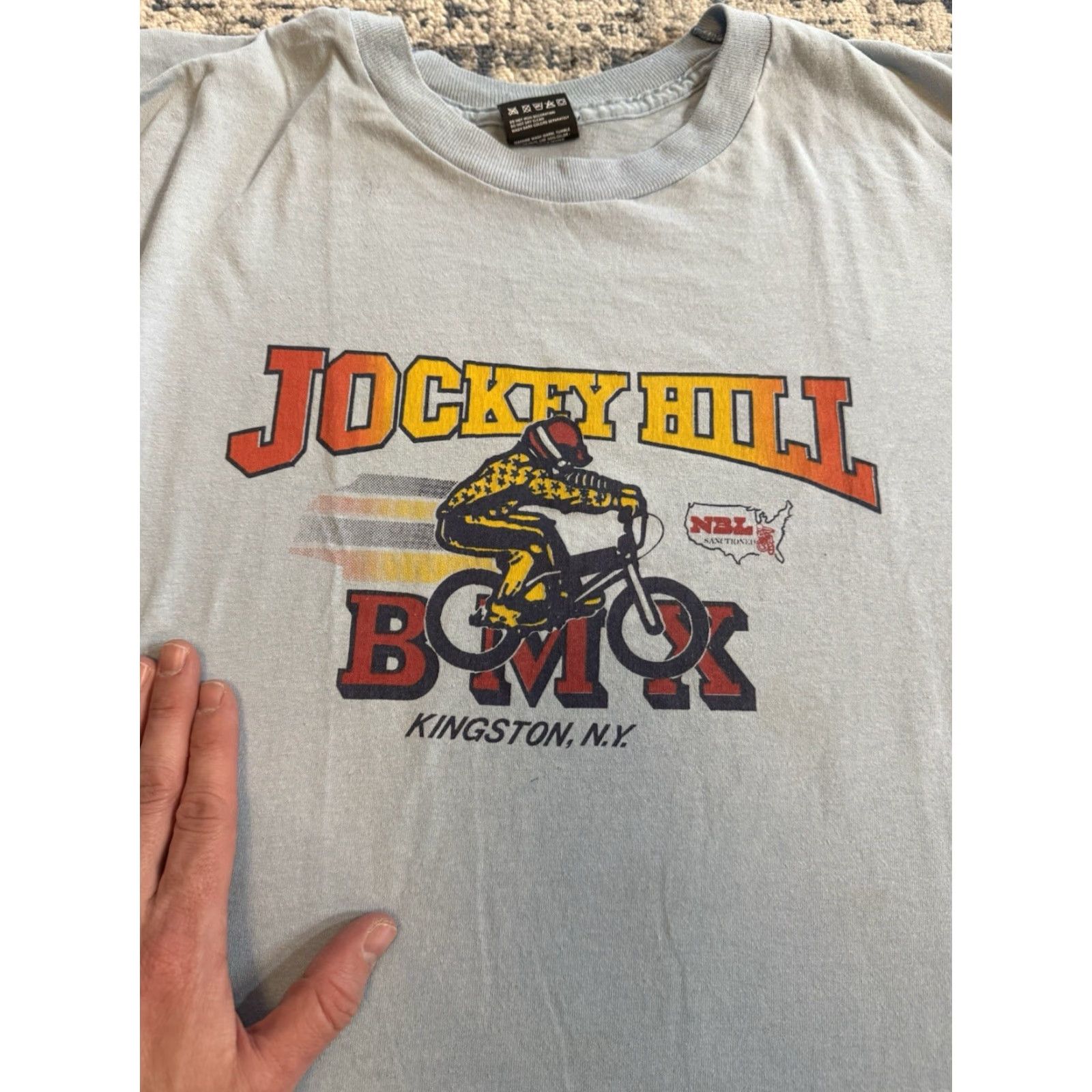 Fruit Of The Loom VINTAGE 80s Jockey Hill Kingston NY Long Sleeve T Shirt XL Blue Cotton Polyester Fruit of the Loom Mens 80s BMX Racing Logo Graphic Print Crew Neck Size US XL / EU 56 / 4 - 2 Thumbnail