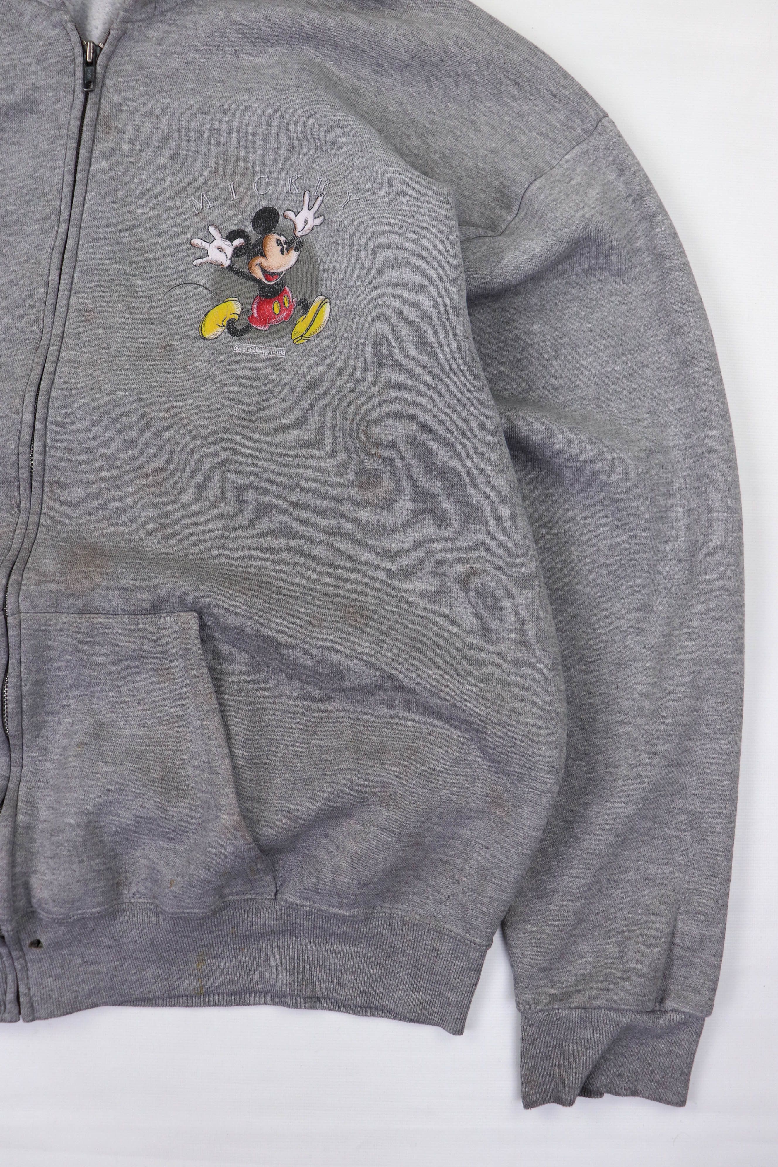 Disney 80-90s Vintage Disney Mickey Mouse Heather Gray Zip Hoodie Size US XL / EU 56 / 4 - 8 Thumbnail