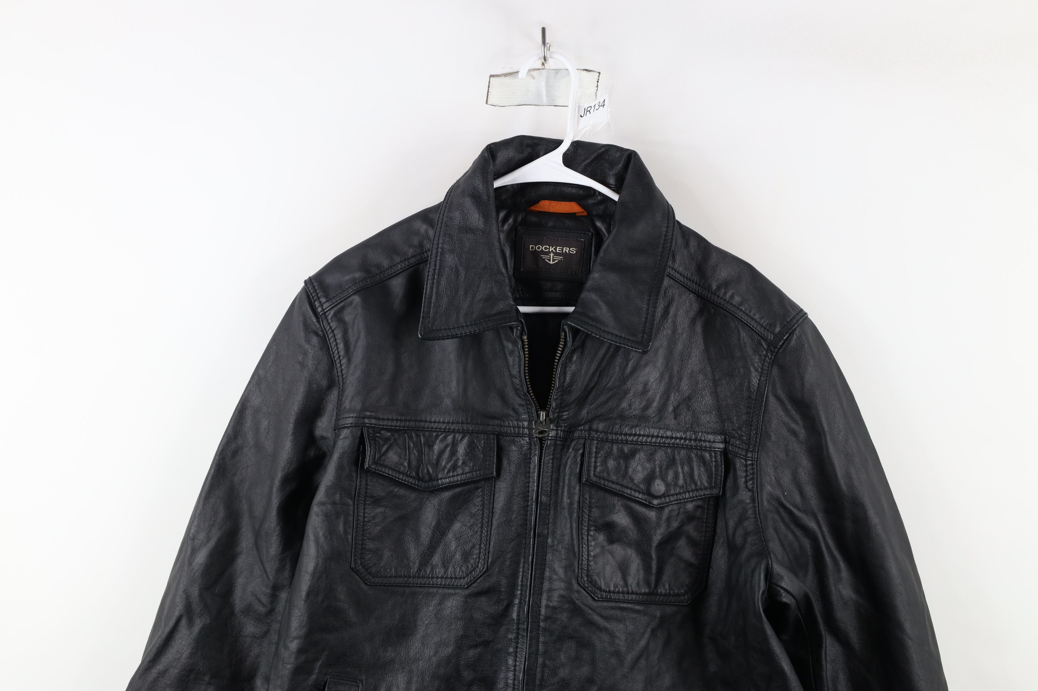 Dockers × Vintage Vintage Dockers Leather Quilted Full Zip Bomber Jacket Black Size US XL / EU 56 / 4 - 2 Thumbnail