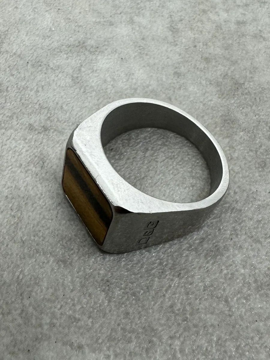 Dolce & Gabbana 2000s Dolce & Gabbana Grey Marble Effect Steel Signet Ring Size ONE SIZE - 4 Thumbnail