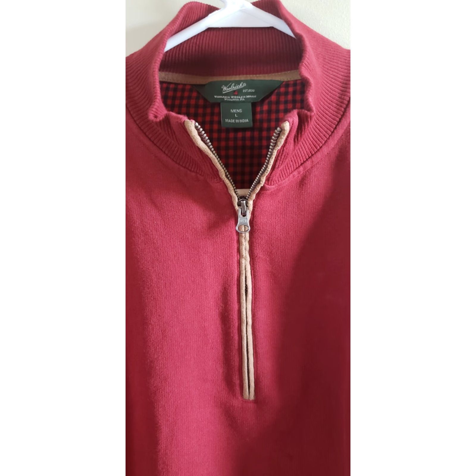 Vintage Woolrich Woolen Mills 1/4 Zip Pullover Sweater Elbow Patch Red Men’s Large New Shirt Size US L / EU 52-54 / 3 - 5 Thumbnail