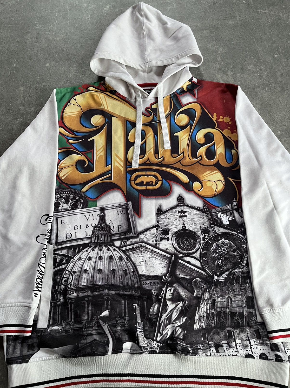 Ecko Unltd. Ecko Unltd. Italia AOP Printed Baggy Hoodie XXL Rare Size US XXL / EU 58 / 5 - 7 Thumbnail