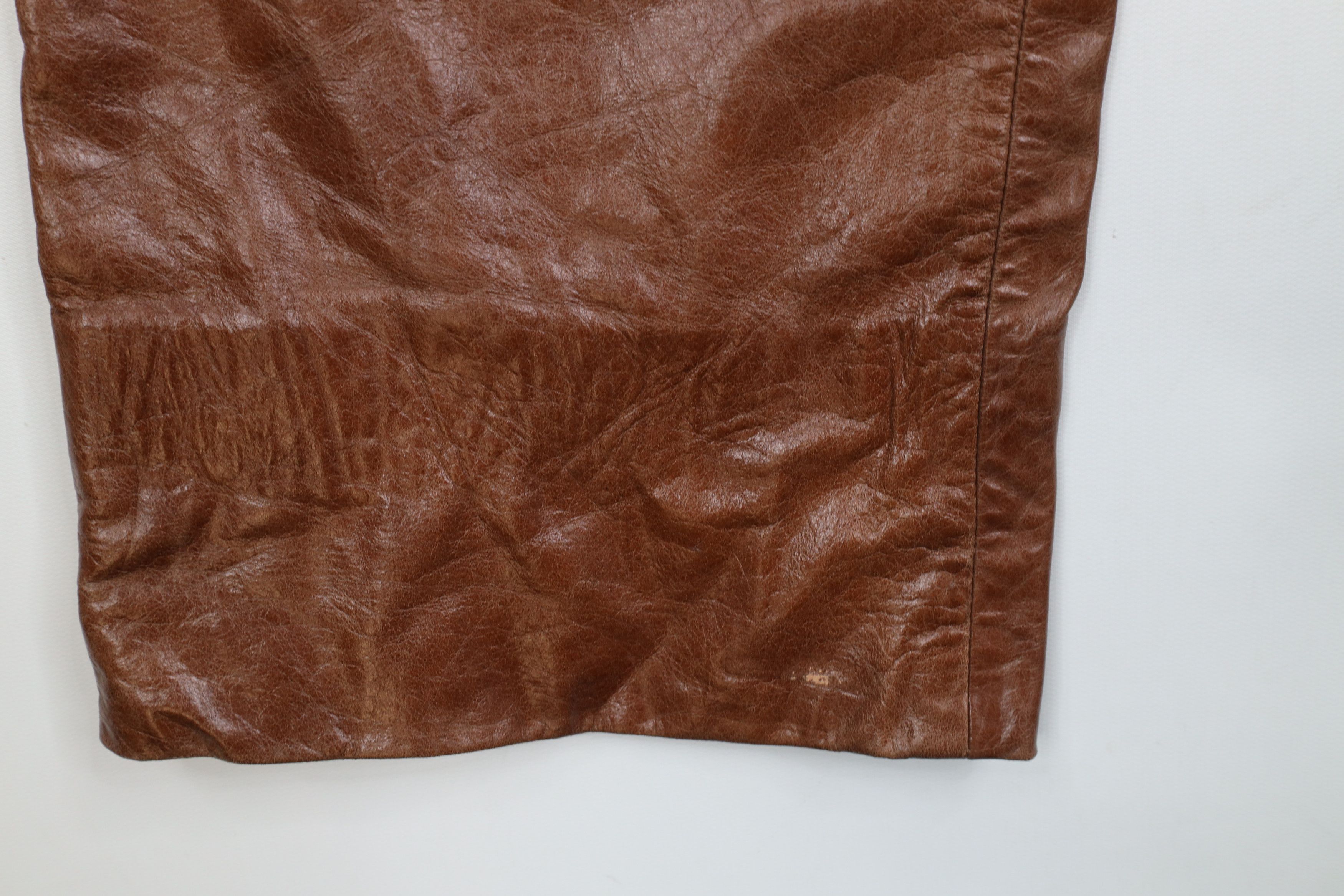 Vintage Vintage 90s Streetwear Pelle Leather Flared Pants Brown Size 36" / US 14 / IT 50 - 6 Thumbnail
