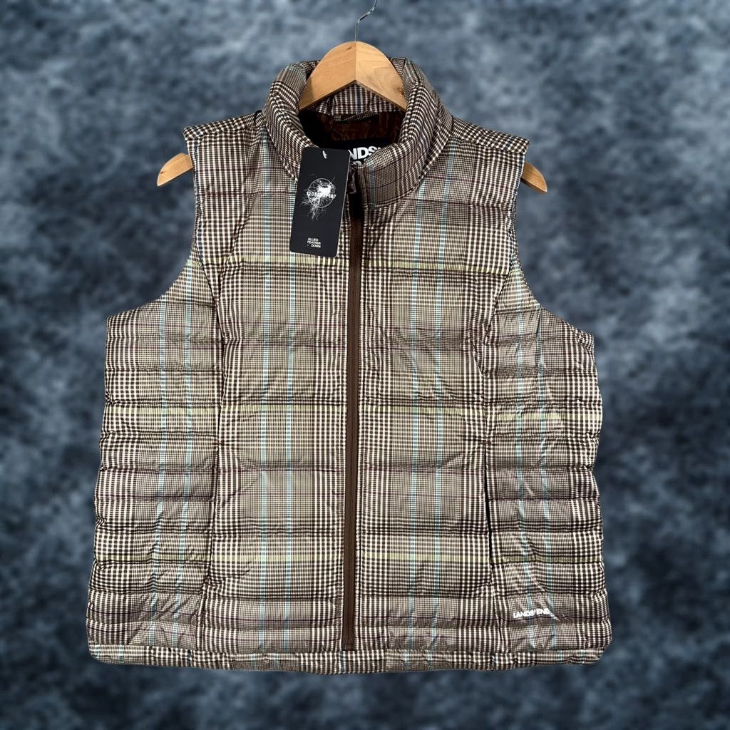 Lands' End Lands' End Vest Puffer Womens L Brown Plaid Quilted 600 Fill Down Zip Pocket Lined Sleeveless Scarf? Size L / US 10 / IT 46 - 1 Thumbnail