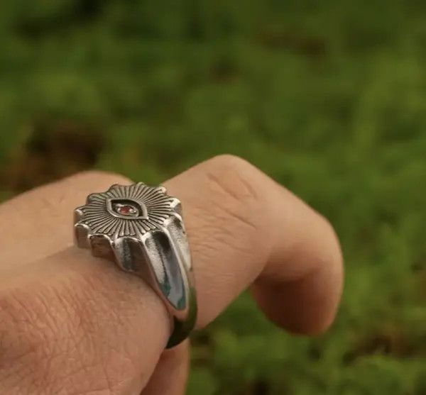 Jewelry 925 Sterling Silver Vintage Red Eye Ring Size ONE SIZE - 6 Thumbnail