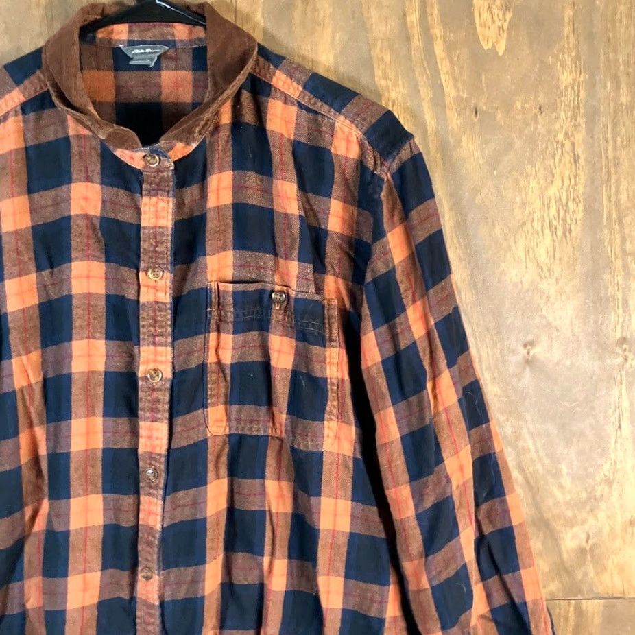 Eddie Bauer Eddie Bauer Womens Shirt Orange Multi Plaid Button Down Flannel Cotton Blend XL Size XL / US 12-14 / IT 48-50 - 5 Thumbnail
