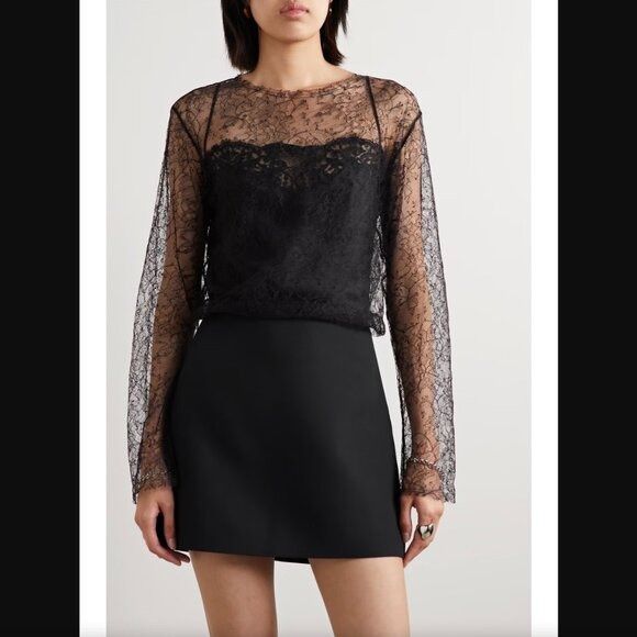 Other VERONICA DE PIANTE Isabel Black Lace Top $995 Like New Size M / US 6-8 / IT 42-44 - 3 Thumbnail