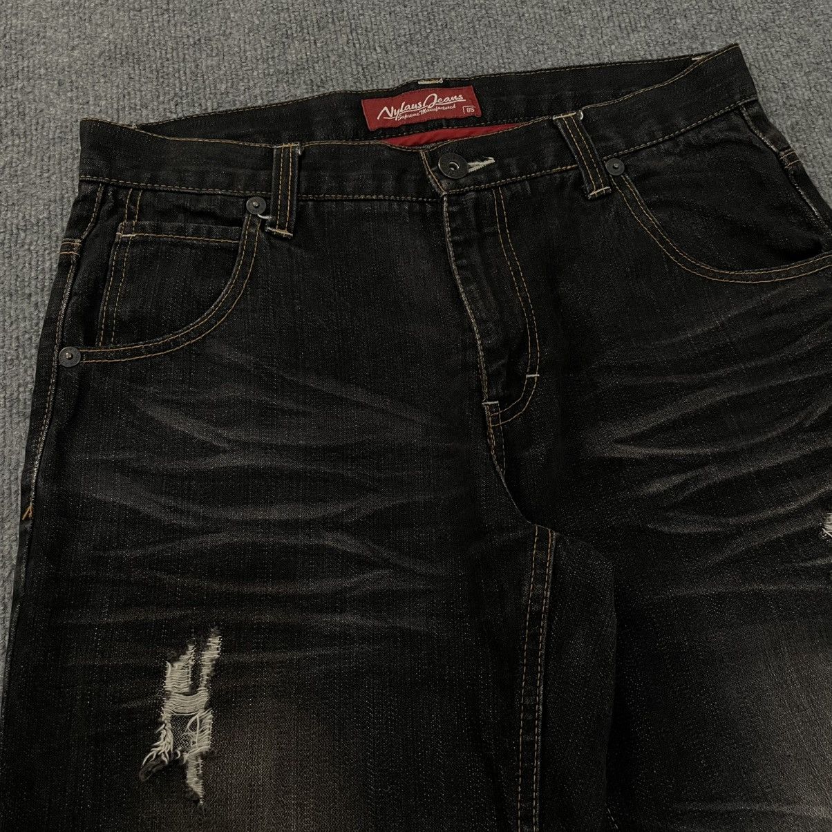 Japanese Brand Japanese Nylaus Jeans Faded Ripped Denim Slight Flared Pants Size US 33 - 3 Thumbnail