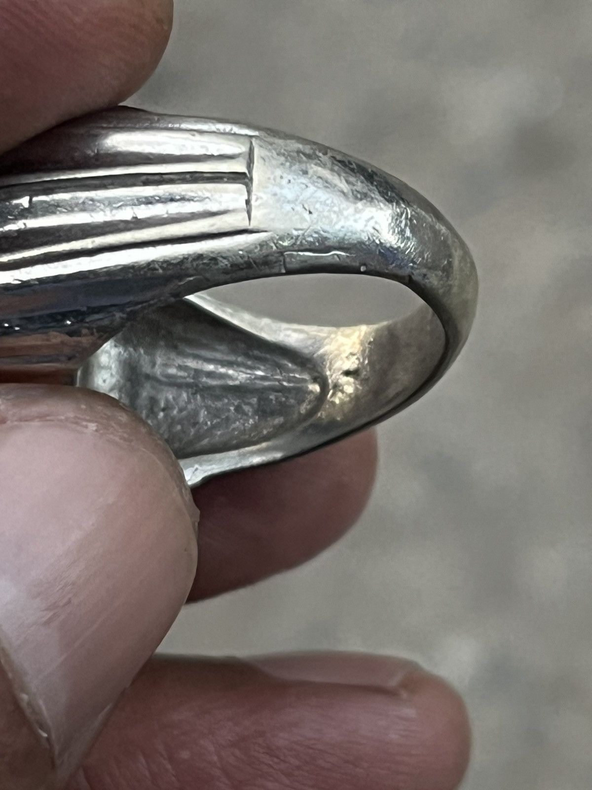 Japanese Brand Vintage Sterling Silver Double Red Stone Men's Signet Ring Size ONE SIZE - 12 Thumbnail