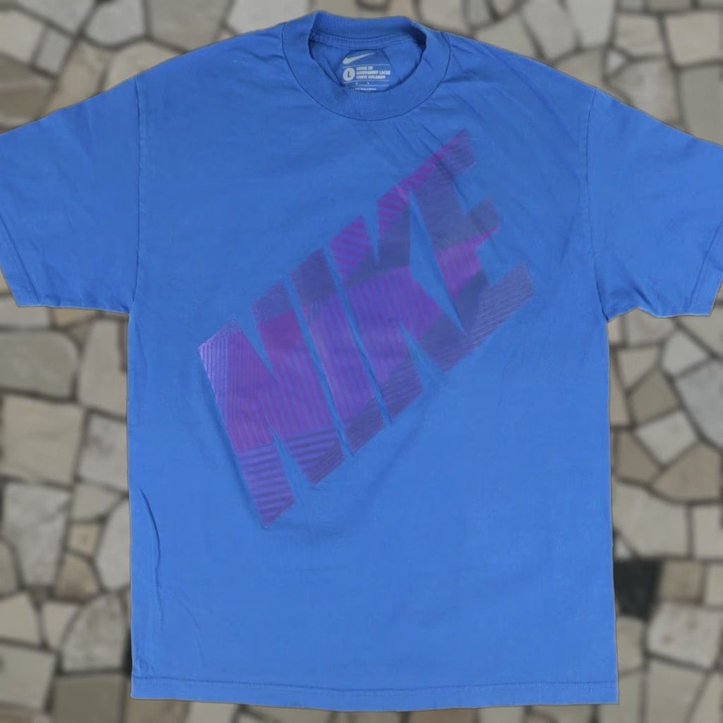 Nike Nike Large Spell Out Solid T-Shirt Blue Men's L Size US L / EU 52-54 / 3 - 1 Thumbnail