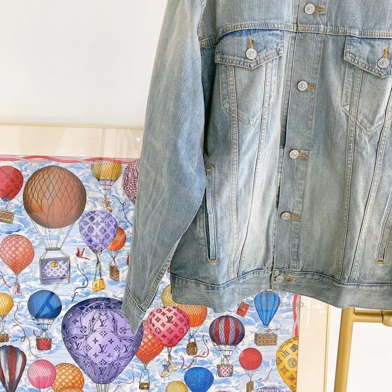 Balenciaga Balenciaga Blue Letter Logo Patterned Denim Jacket Size US XS / EU 42 / 0 - 4 Thumbnail