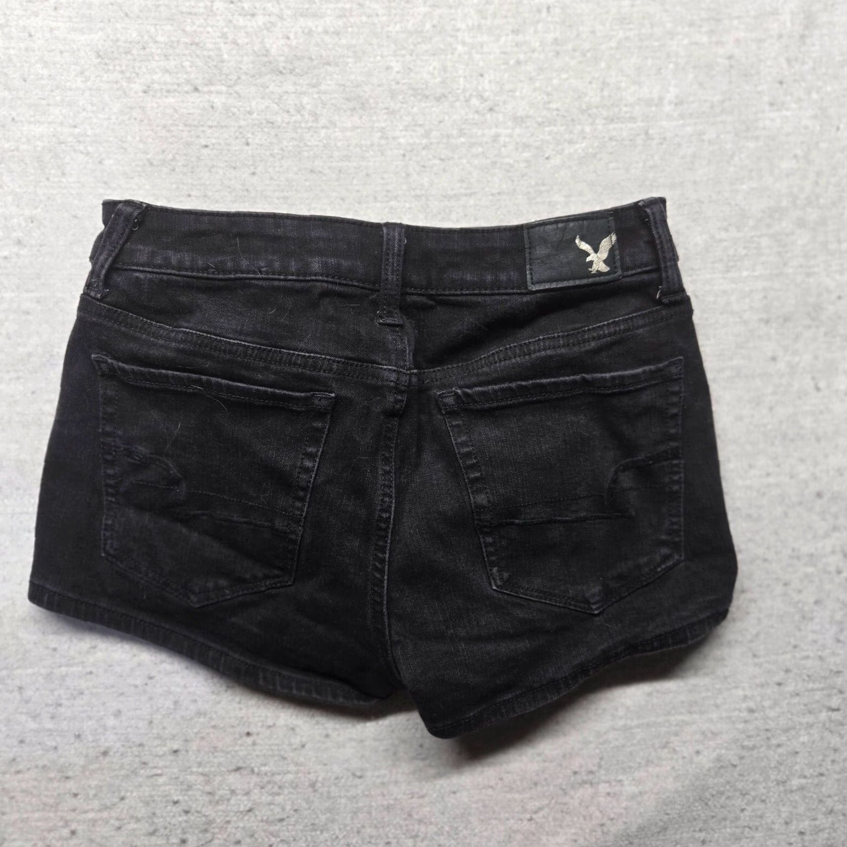 American Eagle Outfitters VINTAGE American Eagle Womens Denim Shorts 0 High Rise Cut-Off Stretch Black 90s Summer Women Size 25" / US 0 / IT 36 - 8 Thumbnail
