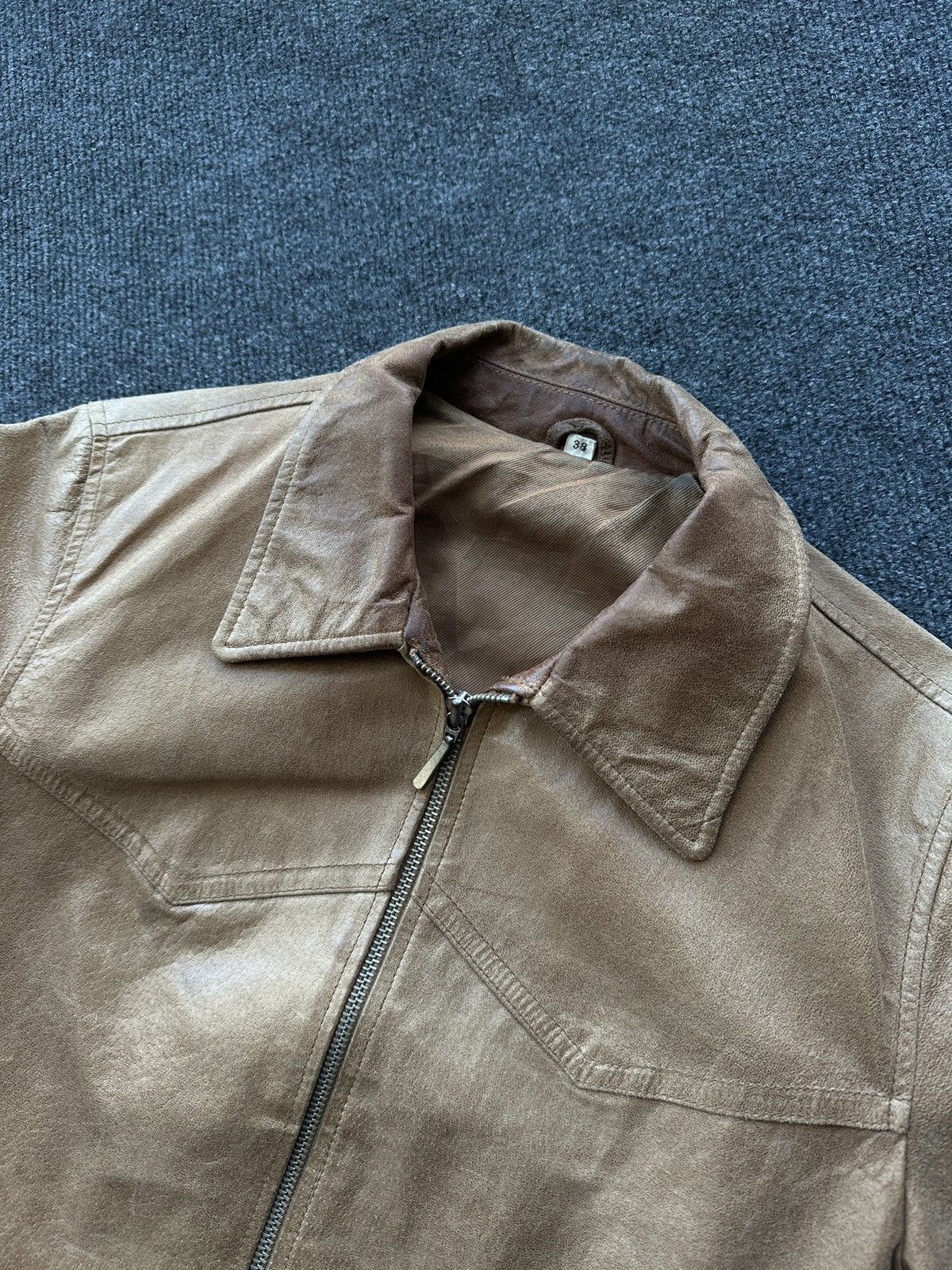 Other 🚨Y2K RICK OWENS TYPE DIRTY SLIM FIT ZIP LEATHER JACKET Size XS / US 0-2 / IT 36-38 - 4 Thumbnail